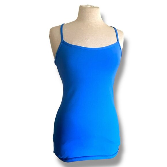 Lululemon Womens Power Y Tank Top Sz 6 Blue Built in Shelf Bra Yoga Racerback - Picture 5 of 9
